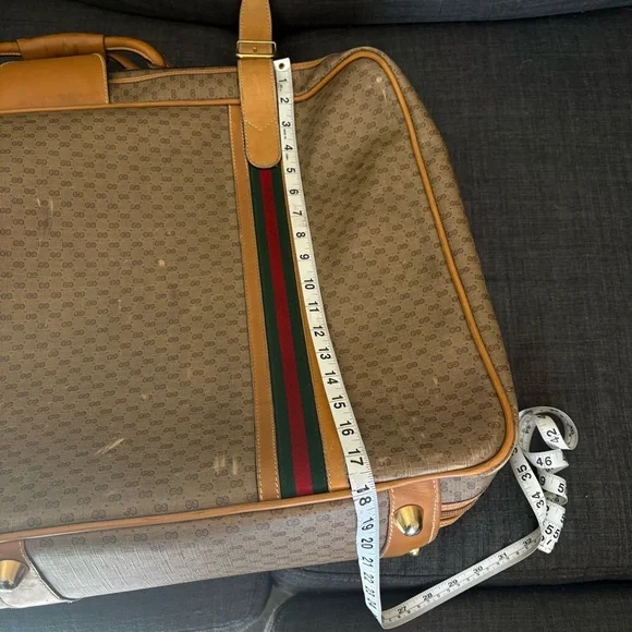 Gucci Vintage Authentic Coated Canvas Luggage Large Stripes 1980’s GG Monogram - Picture 14 of 15
